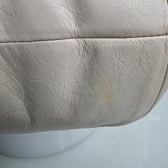 Coach Cricket Leather Tote Shoulder Bag Satchel Purse Medium White Tan Beige - Picture 11 of 16